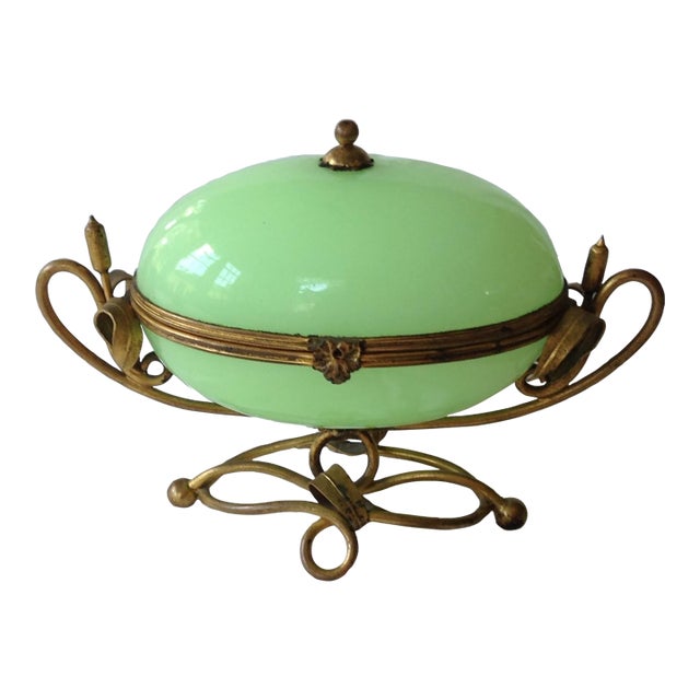 Art Nouveau Opaline Glass Casket For Sale
