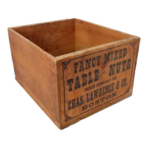 Antique Fancy Mixed Table Nuts Wood Advertising Shipping Crate From Boston