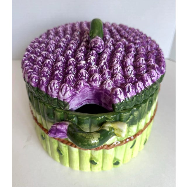 Ceramic Vintage Majolica Ceramic Asparagus Bundle Soup Tureen For Sale - Image 7 of 10