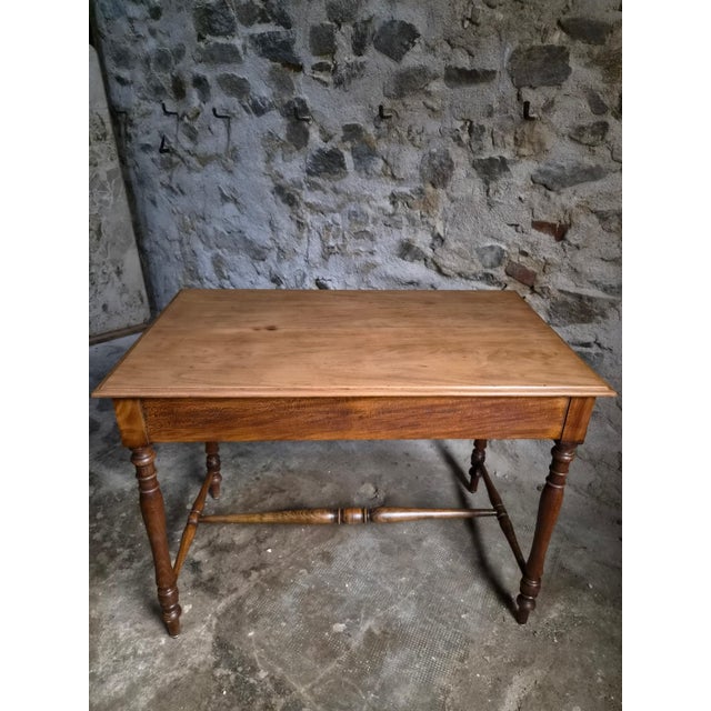 Antique Elm Writing Table with Large Drawer, France, 1920s For Sale - Image 16 of 18