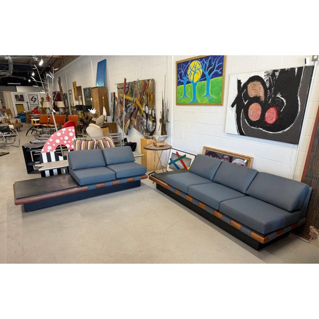 1960s 1960s Adrian Pearsall Sectional Sofa with Slate Ends Reupholstered in Wool Gray Flannel For Sale - Image 5 of 12