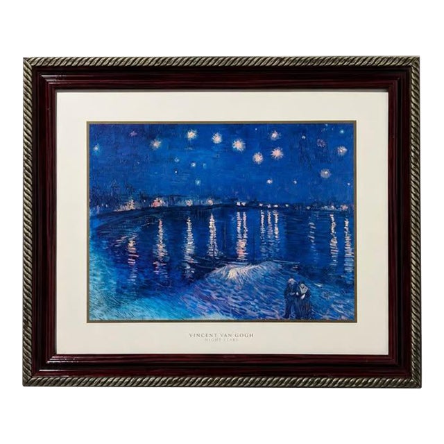 Framed Van Gogh Starry Night Over the Rhone-Style Print For Sale