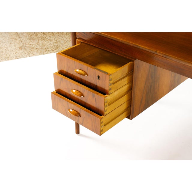 1960s Danish Modern / Mid Century Walnut Drop Leaf Writing Desk Attributed to Erik Buch for o.d. Møbler For Sale - Image 10 of 12