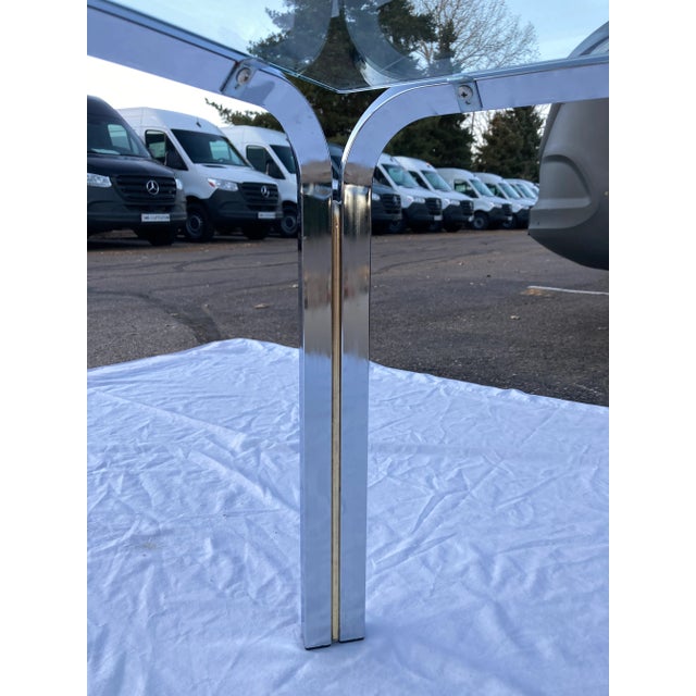Mid-Century Modern Italian Chrome and Glass Coffee Table Manner of Gianfranco Frattini for Cassina For Sale - Image 10 of 13