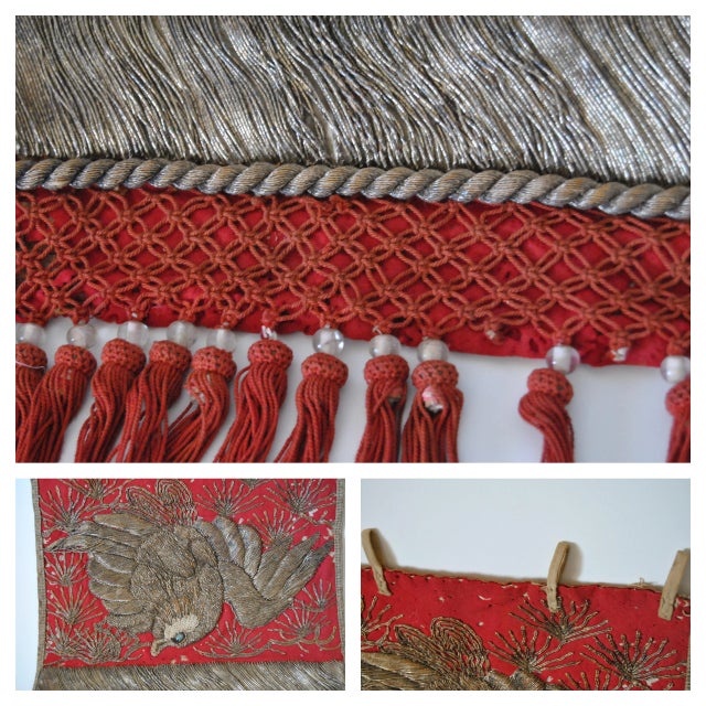 19th Century Antique Japanese Sumo Wrestler's Ceremonial Apron Kesho Mawashi With Golden Eagle For Sale In Salt Lake City - Image 6 of 7