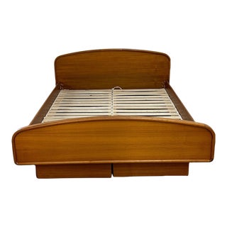 1970s Teak Danish Queen Platform Bed With Storage For Sale