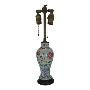 19th Century Chinese Nyonya Ware Porcelain Vase Mounted as a Lamp
