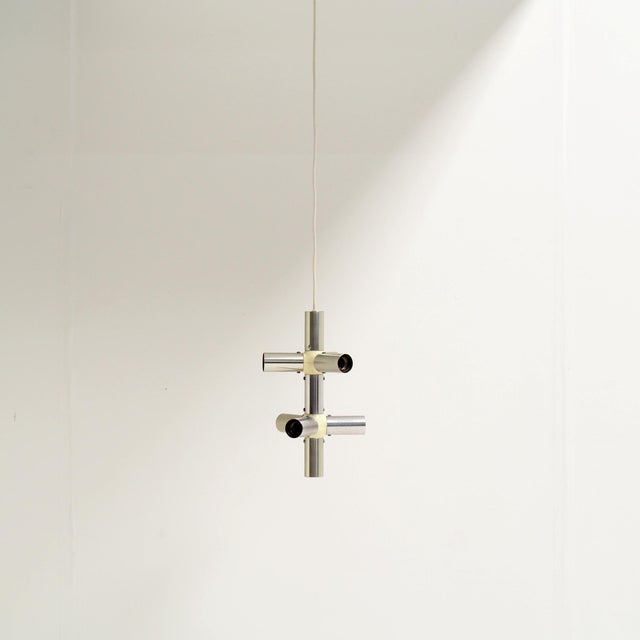 Metal Vintage Light Structure Pendant Light by Trix and Robert Haussmann for Swiss Lamps International, 1960s For Sale - Image 7 of 11