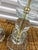 Swedish Style Stacked Crystal Glass and Brass Table Lamps - A Pair For Sale - Image 4 of 7