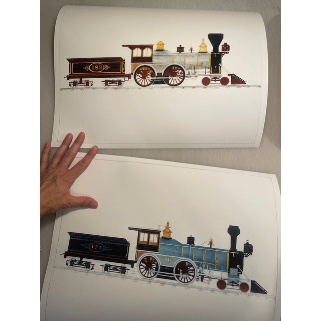 Halsey Reproduction Vintage Train Illustration Prints Set of 4 For Sale - Image 13 of 17