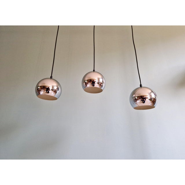 Space Age Eyeball Pendant Lights in Chromed Metal, 1970s, Set of 3 For Sale - Image 3 of 16
