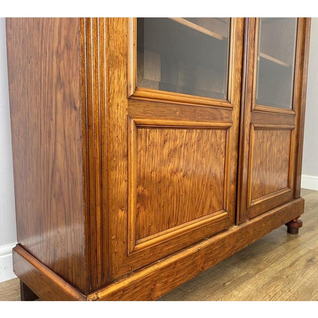 Antique French Glazed Walnut Display Bookcase For Sale - Image 9 of 15