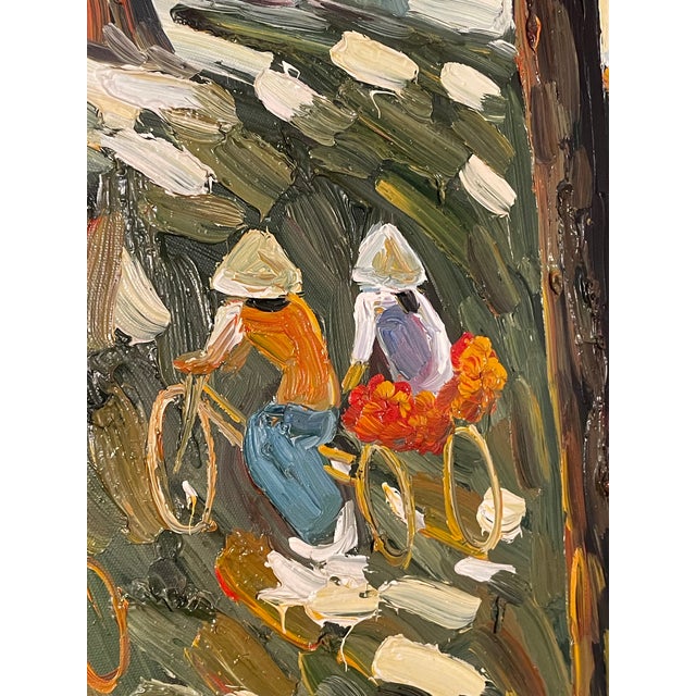 Textile “Untitled”, Oil on Canvas, Jing Zhong (Signed) For Sale - Image 7 of 7