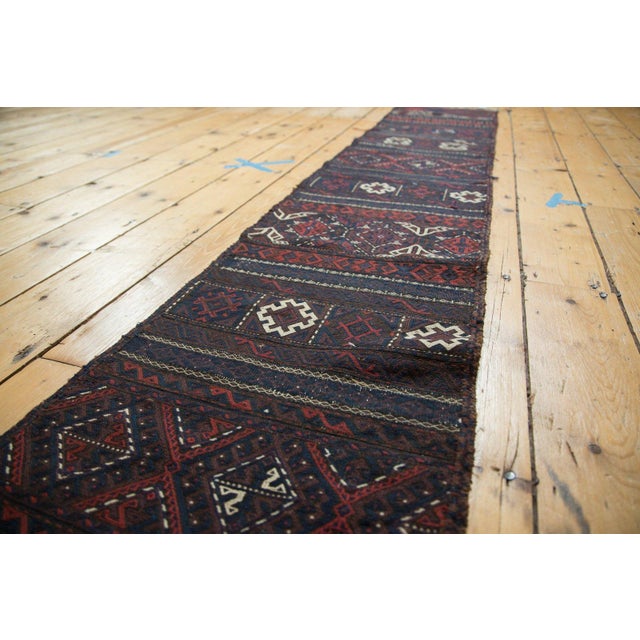 Shabby Chic Antique Belouch Soumac Rug Runner - 1'7" x 10'4" For Sale - Image 3 of 11