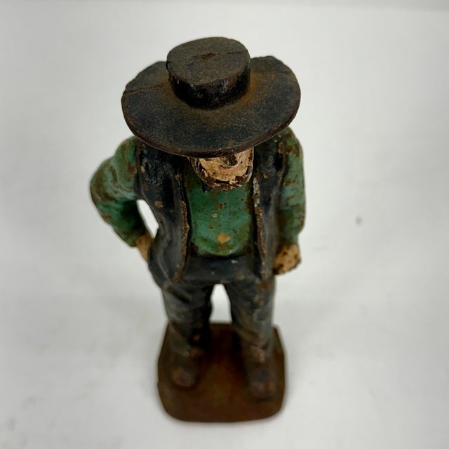 Vintage American Amish Man Cast Iron Door Stopper, Circa 1920-40´s For Sale - Image 9 of 12