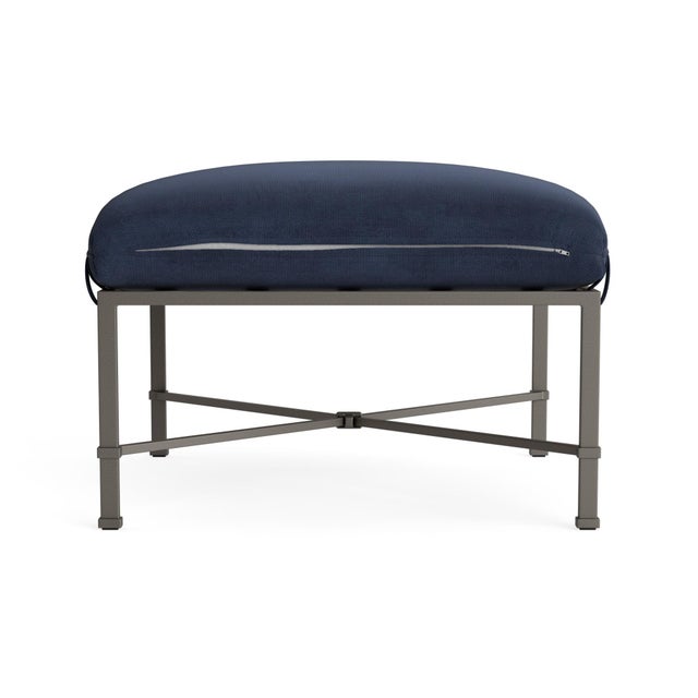 Brown Jordan Brown Jordan Venetian Ottoman, Mica frame with Fusion Neptune fabric For Sale - Image 4 of 11