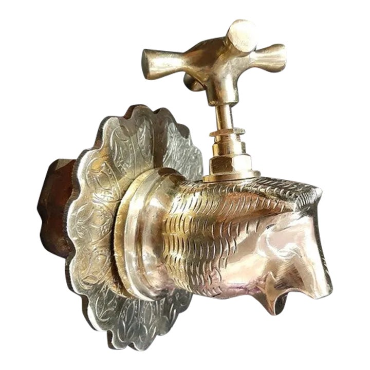 21st Century Moroccan Engraved Brass Bathroom Faucet Head Set | Chairish