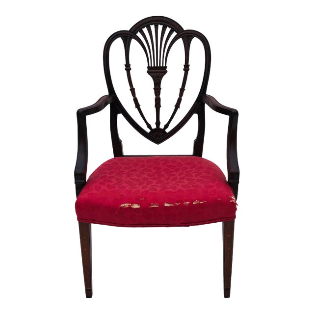 Antique Duncan Phyfe Arm Chair Carved Mahogany/Inlay Design For Sale