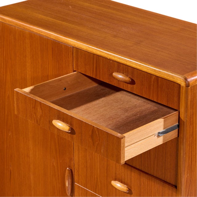 Wood Dyrlund Mid Century Danish Teak Armoire Highboy Dresser For Sale - Image 7 of 10