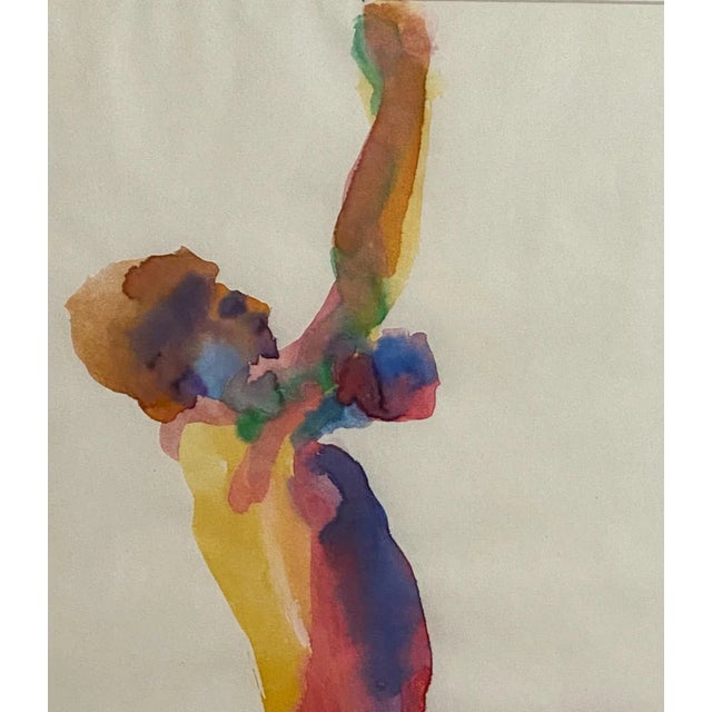 Figurative 20th Century Vintage Watercolor of a Man For Sale - Image 3 of 5