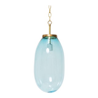 Large Blue Blown Glass Pendant For Sale