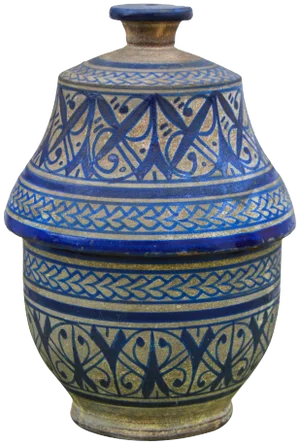 Early 20th Century Blue Arabesque Lidded Bowl