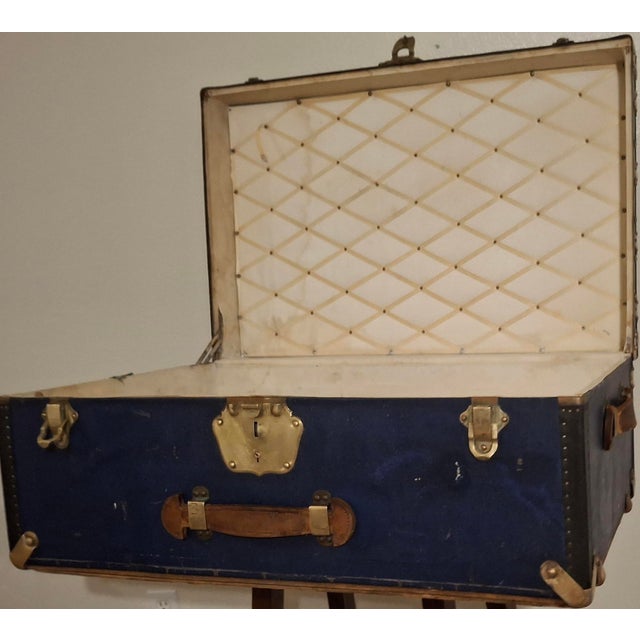 Early 20th Century Luxury French Steamer Trunk From Champs Elysees, Attributed For Sale - Image 10 of 12