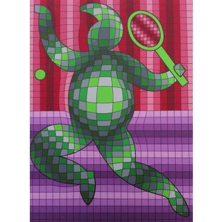 Vasarely, Tennis Player, 1977, Screenprint For Sale