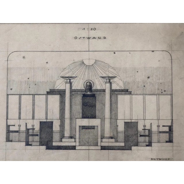 Paper Freemasons Lodge Schwindgasse Working Drawings by Architects, Vienna, 1930, Set of 4 For Sale - Image 7 of 18