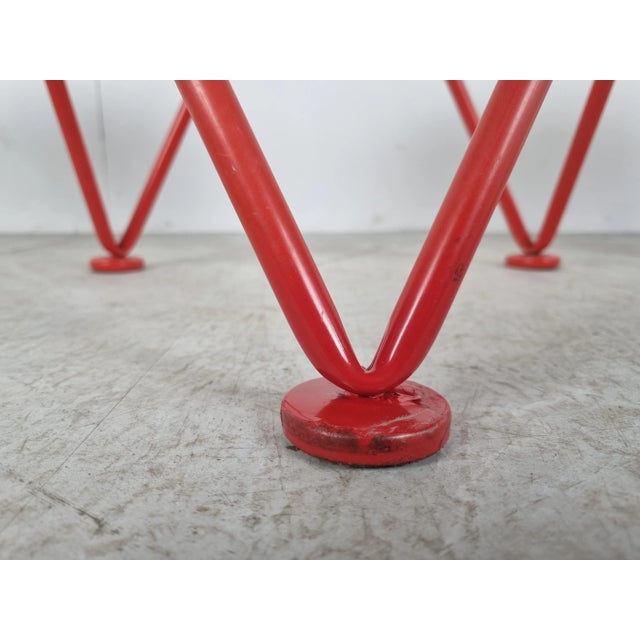 Red Vintage Red Metal Dining Chairs from Jozef Hoffmann, 1980s, Set of 4 For Sale - Image 8 of 10