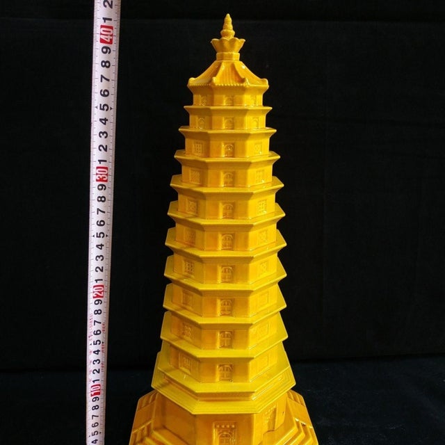 Yellow Vintage Yellow Glazed Porcelain Wenchang Pagoda Model For Sale - Image 8 of 9