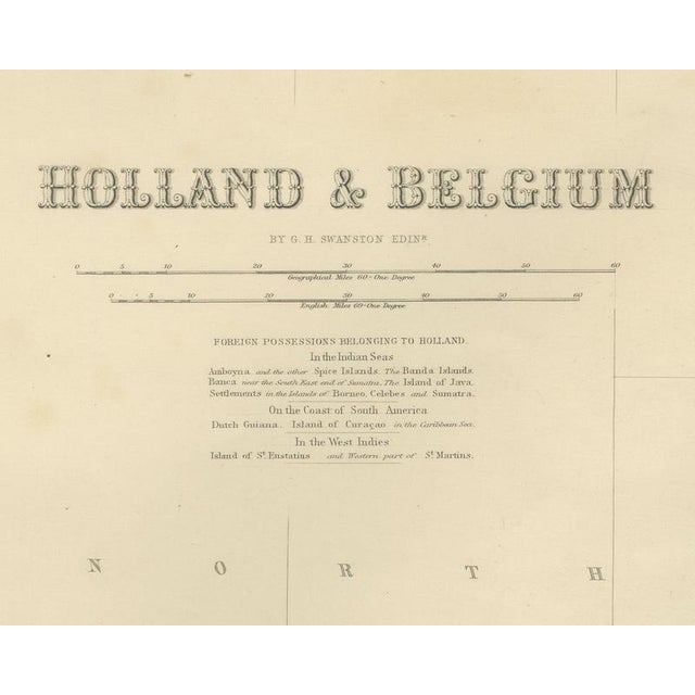 Antique Map of Holland and Belgium with Foreign Possessions Table, 1860 For Sale - Image 4 of 8