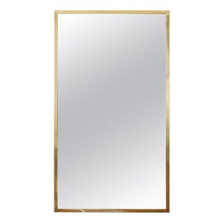 Large Mid-Century Modern Italian Brass Rectangular Wall Mirror, Italy, 1950s For Sale