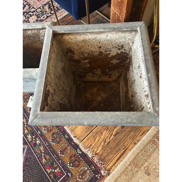 1950s Vintage Zinc Planters -a Pair For Sale - Image 5 of 10