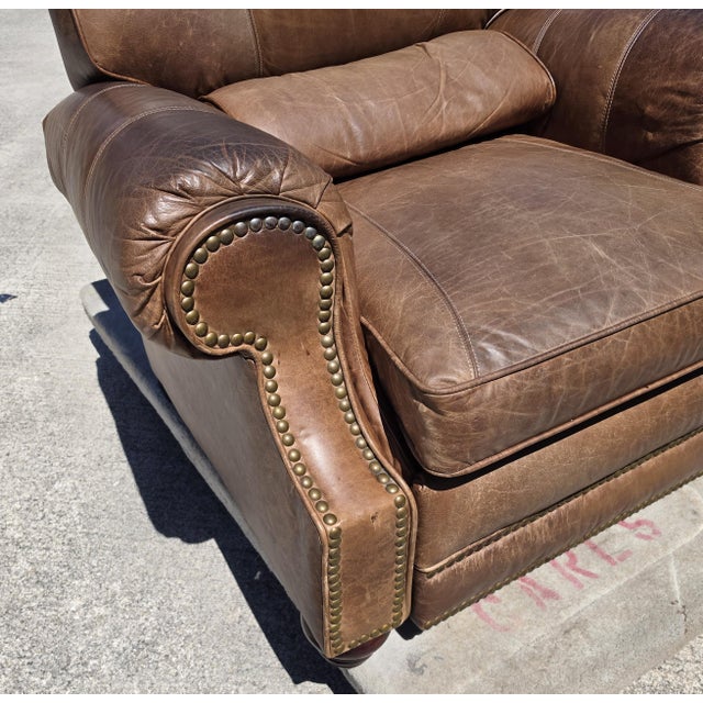 Vintage Barcalounger Saddle Leather Recliner With Continuous Lumbar Support For Sale - Image 9 of 18