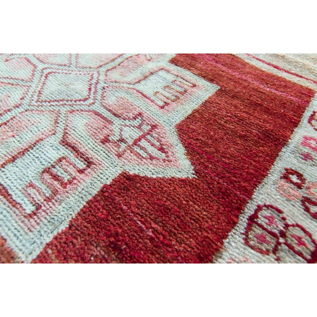 House of Séance - 1950s Vintage Kurdish Geometric Medallion Wool Hand-Knotted Runner - 3’ X 11'11” For Sale - Image 4 of 11