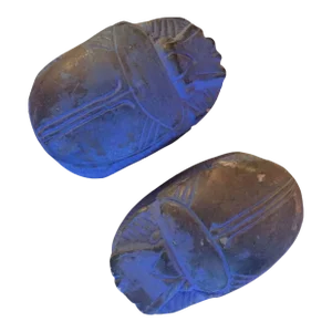 Antique 19th Century Grand Tour Plaster Paperweights in the Form of Scarabs Egyptian Revival Souvenirs - a Pair