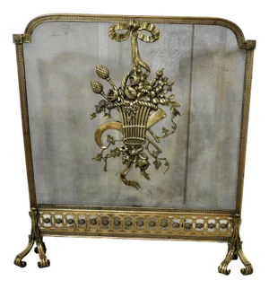 French Rococo Free-Standing Fire Guard in Brass