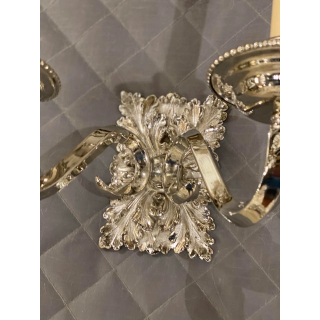 1920’s Caldwell Silver Plated Sconces With Leaves Design - Pair For Sale In New York - Image 6 of 7