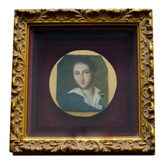 Antique Miniature Felix Mendelssohn Bartholdy Framed Victorian Portrait Oil Painting in Shadowbox For Sale