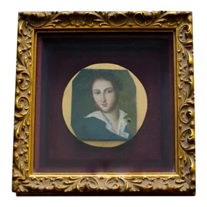 Antique Miniature Felix Mendelssohn Bartholdy Framed Victorian Portrait Oil Painting in Shadowbox
