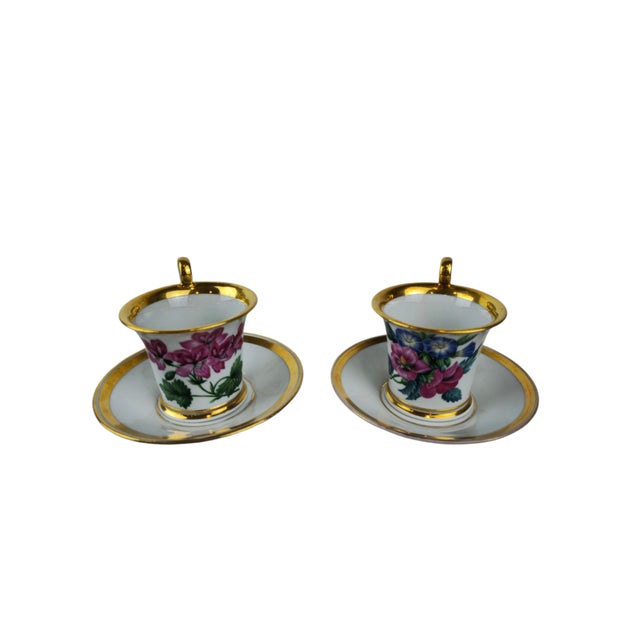 White Biedermeier Cups with Gilt Decorations and Floral Painting, Set of 4 For Sale - Image 8 of 8