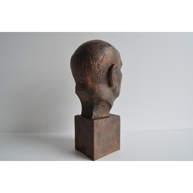 Brown Ceramic Bust by Jan Masaryk, 1950s For Sale - Image 8 of 16