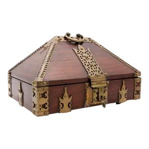 Mid Century India Wedding Dowry Box Nettur Petti Rosewood Brass Handmade Antique Vintage Kerala Indian South India