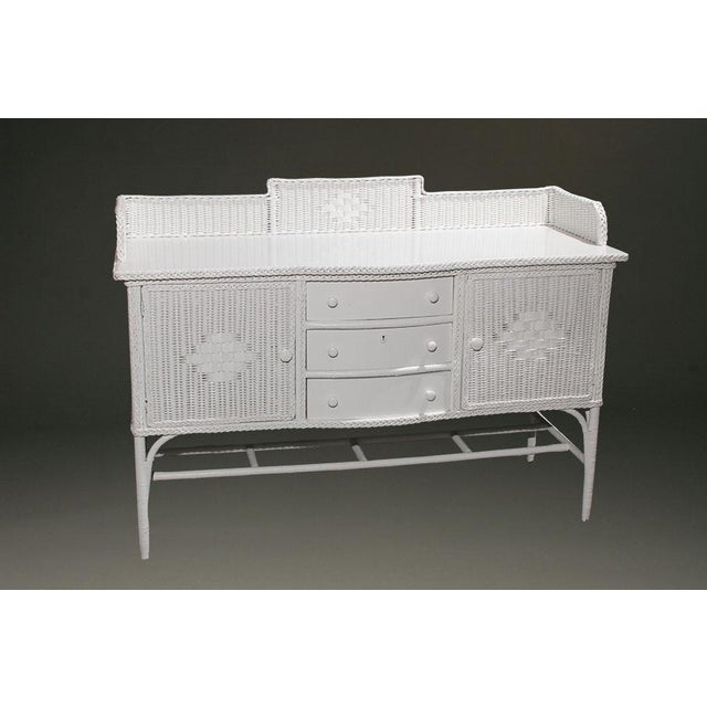American Rare Vintage Wicker Sideboard, Circa 1920s For Sale - Image 3 of 5