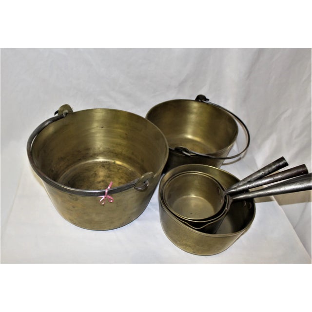 English Antique Early 20th Century Brass Jam Pots, England - Set of 6 For Sale - Image 3 of 9