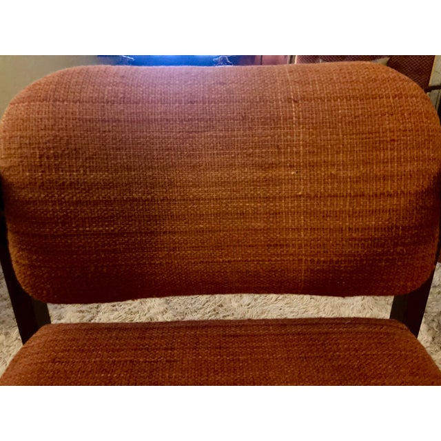 Mid Century Modern Sculpted Walnut Edward Axel Roffman Orange Tweed Armchair For Sale - Image 9 of 9