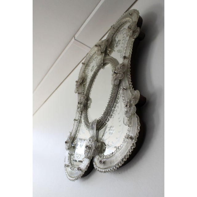 White Venetian Murano Glass Mirror, Italy, 1950s For Sale - Image 8 of 11