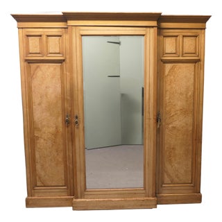 Large Ash Arts & Crafts Triple Break Front Wardrobe Compactum, 1880 For Sale