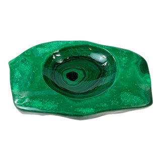 Late 20th Century Natural Malachite Polished Abstract Bowl For Sale